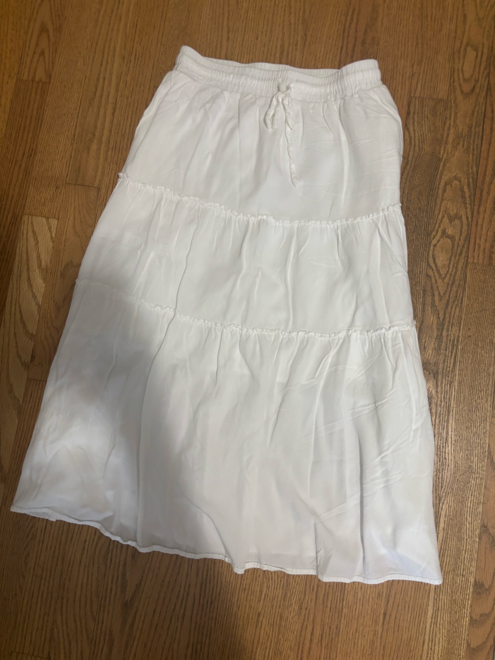 Women's White Tiered Maxi Skirt